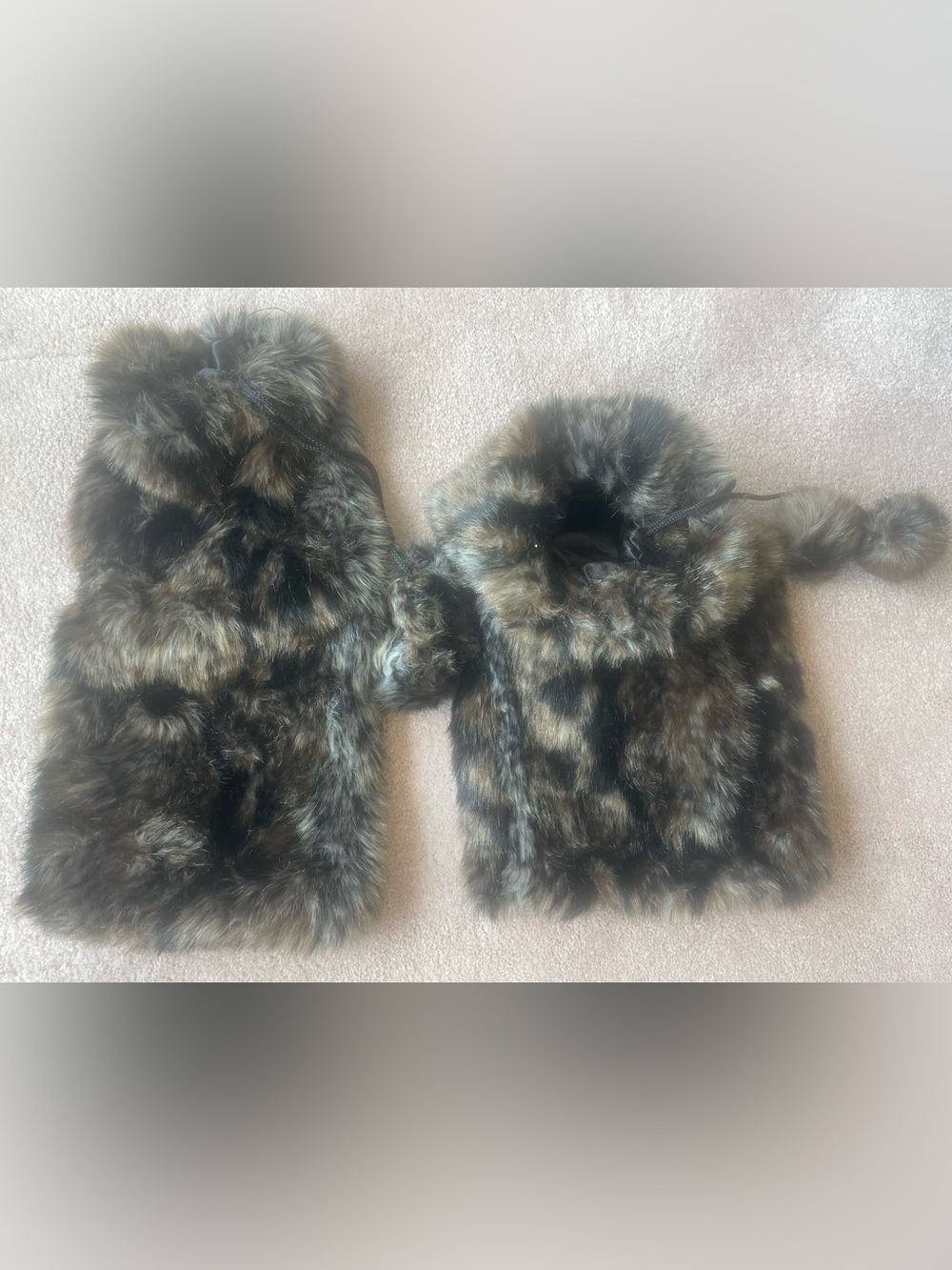 Faux Fur Leg Warmers - Dark Brown Multitone - Brand New